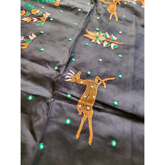 Women Pure Silk Hand Embroidery Saree Handloom Designer Aari Work - Picture 13 of 16